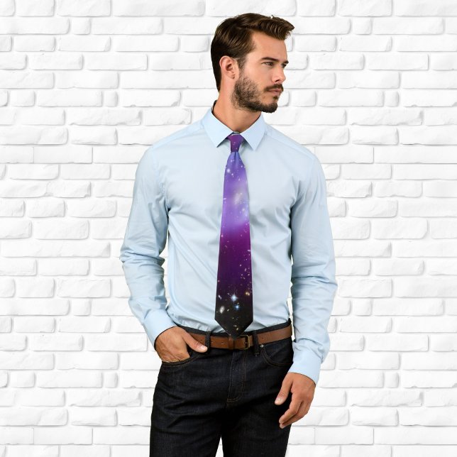 Lila galaxhop rymdbild slips (Purple Galaxy Cluster Space Image Neck Tie)
