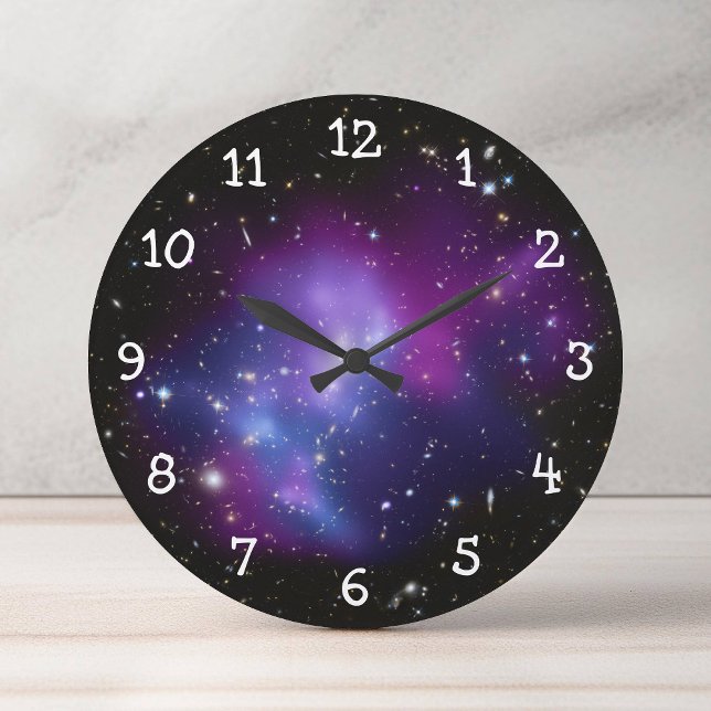 Lila galaxhop stor klocka (Purple Galaxy Cluster Large Clock)