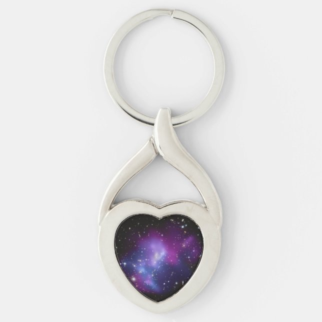 Lila galaxhop twisted heart silverfärgad nyckelring (Framsidan)