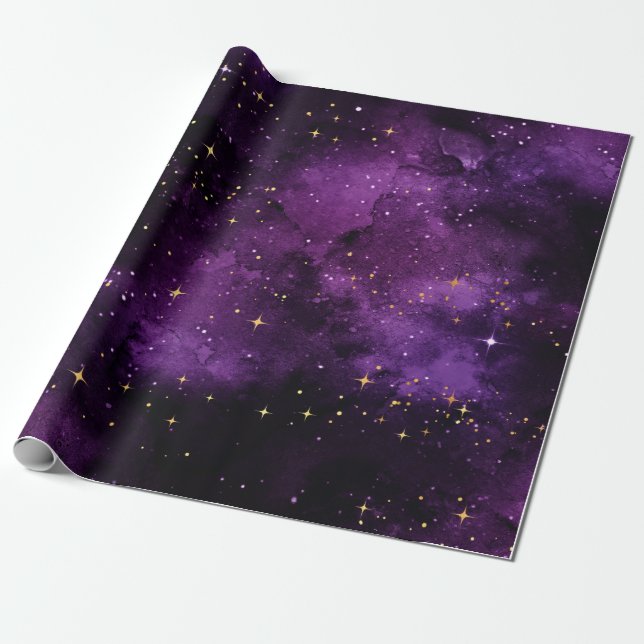 Lila Galaxy 6 ft Wrapping Papper Presentpapper (Utrullad)