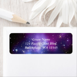 Lila Galaxy Celestial Bröllop Returadress Etikett