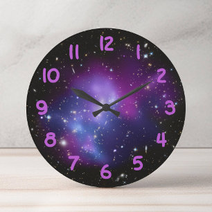 Lila Galaxy Cluster Celestial Photo Stor Klocka