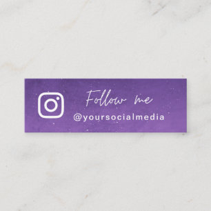 Lila Galaxy Cosmic Följ Social Media QR-kod Mini Visitkort