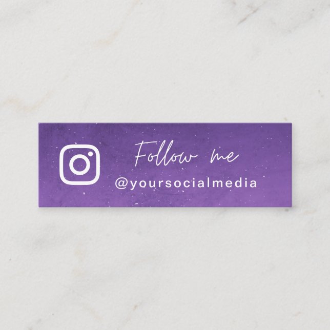 Lila Galaxy Cosmic Följ Social Media QR-kod Mini Visitkort (Framsida)