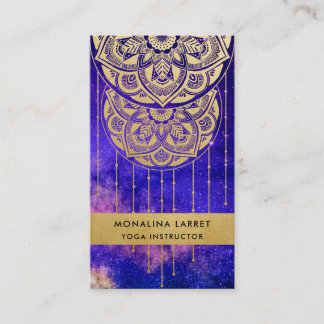 Lila Galaxy Faux Gold Foil Mandala Mönster   Visitkort