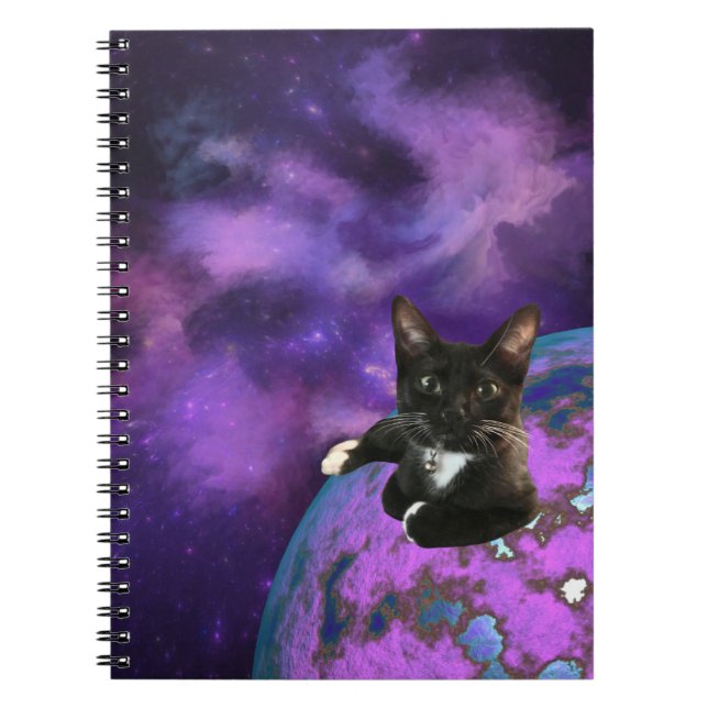 Lila Galaxy Kitty Anteckningsbok (Framsidan)