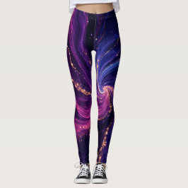 Lila Galaxy Leggings | Kosmisk Nebula Aktivt Kläde