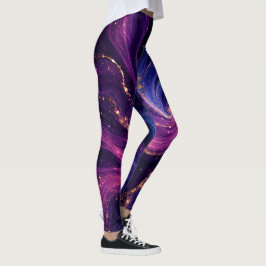 Lila Galaxy Leggings | Kosmisk Nebula Aktivt Kläde