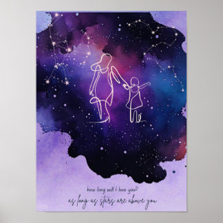 Lila Galaxy Nursery Poster
