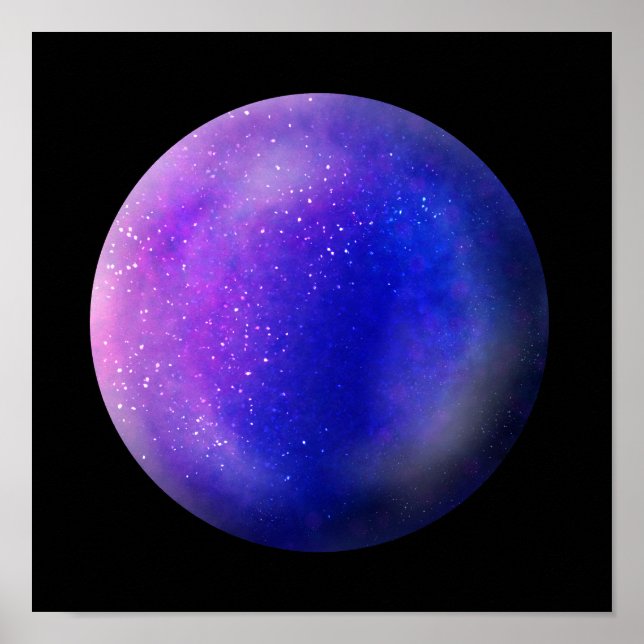 Lila Galaxy Orb - Vibrant Lila Marble Print Poster (Framsidan)
