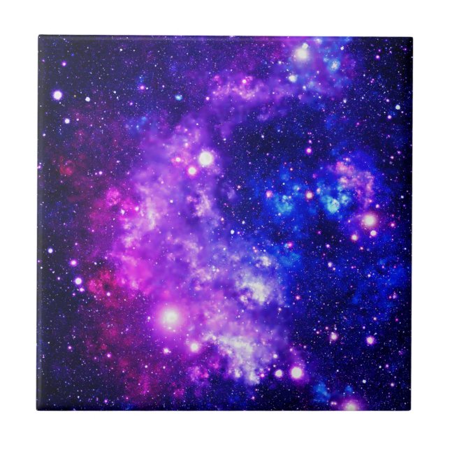 Lila Galaxy Rymden Stars Kakelplatta (Framsidan)