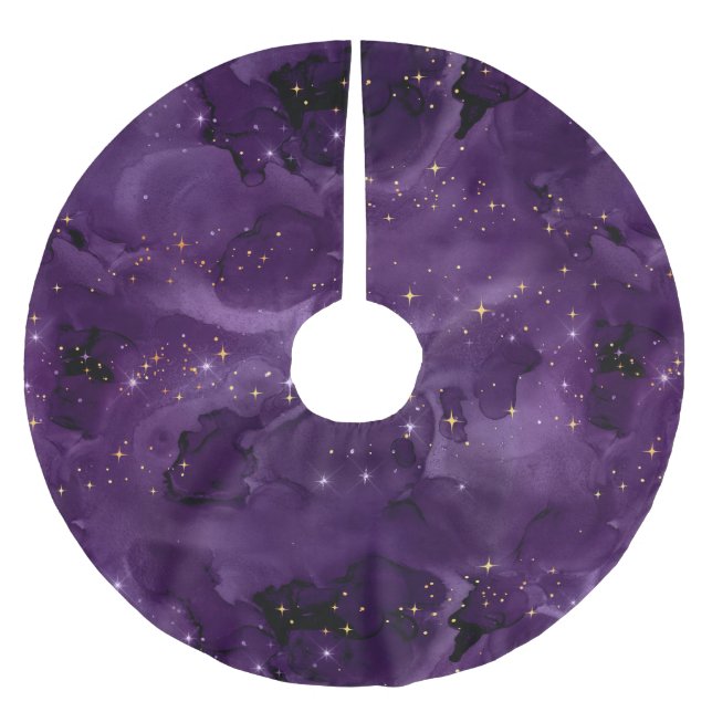 Lila Galaxy Series Design 8 Julgransmatta Borstad Polyester (Framsidan)
