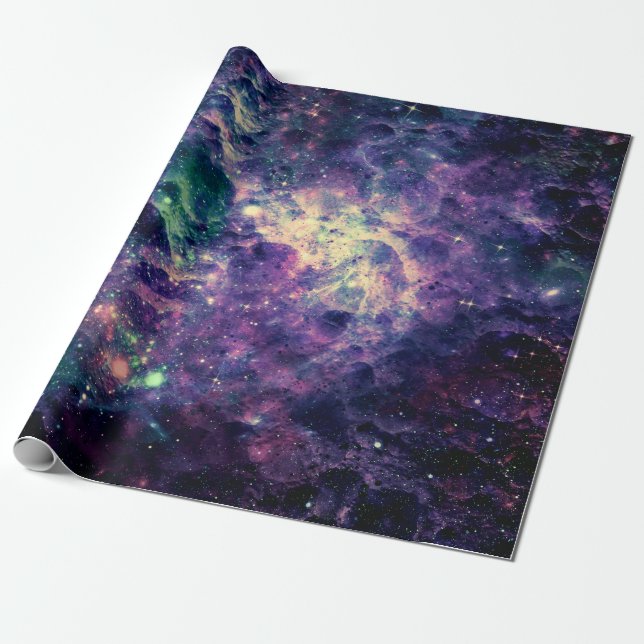Lila Galaxy Space Sten Coola Presentpapper (Utrullad)