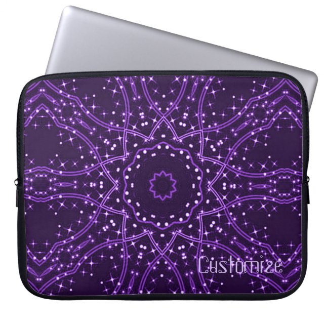 Lila Galaxy Stars Laptop sleeve (Framsidan)
