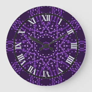 Lila Galaxy Stars Wall Clock Stor Klocka