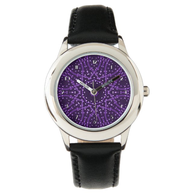 Lila Galaxy Stars Wrist Watch Armbandsur (Framsida)