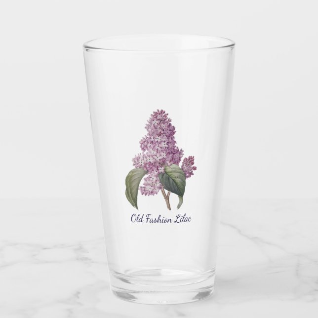 Lila gammaldags syrenblomma tumlarglas glaskopp (Framsida)