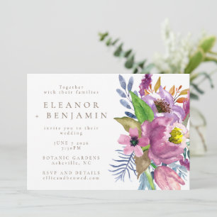 Lila Garden Blommigt minimalistiskt alla på en Brö Inbjudningar