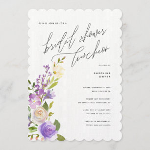 Lila Garden Blommigt Möhippa Luncheon Inbjudningar