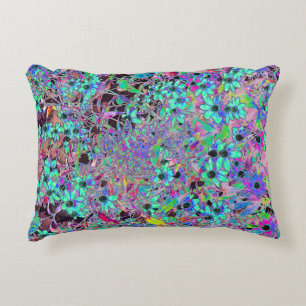 Lila Garden med Psychedelic Aquamarine Flowers Prydnadskudde