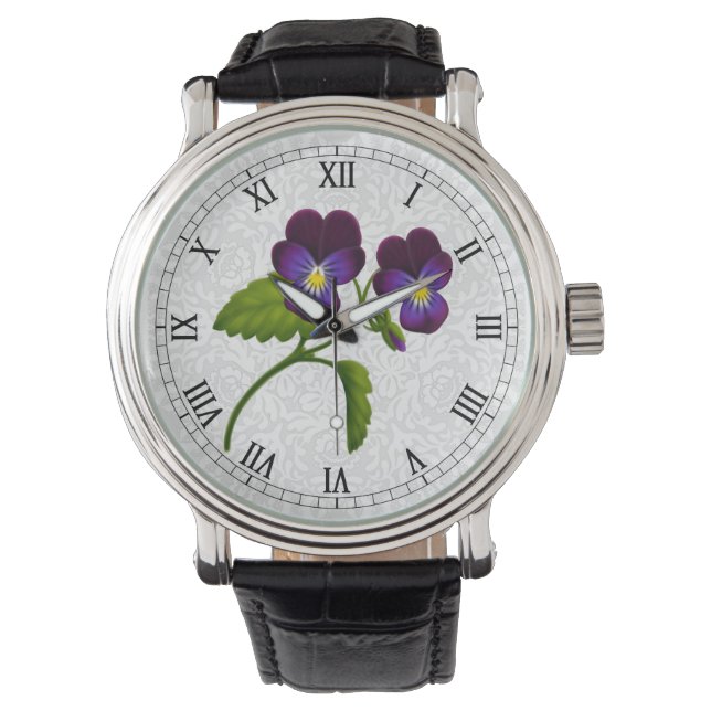 Lila Garden Pansy Flowers Watch Armbandsur (Framsida)