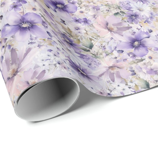 Lila Garden Wrapping Papper Presentpapper (Rullad Hörn)