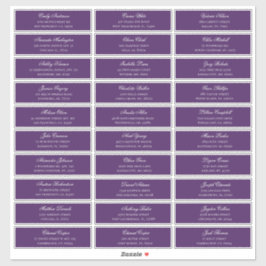 Lila gäster namn adress. Bröllop-fraktetikett Klistermärken