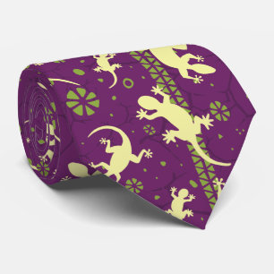 Lila Gecko Lizard Cactus Skriv ut Slips