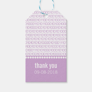 Lila Geek Chic Binary Code Gift-Märkre Presentetikett