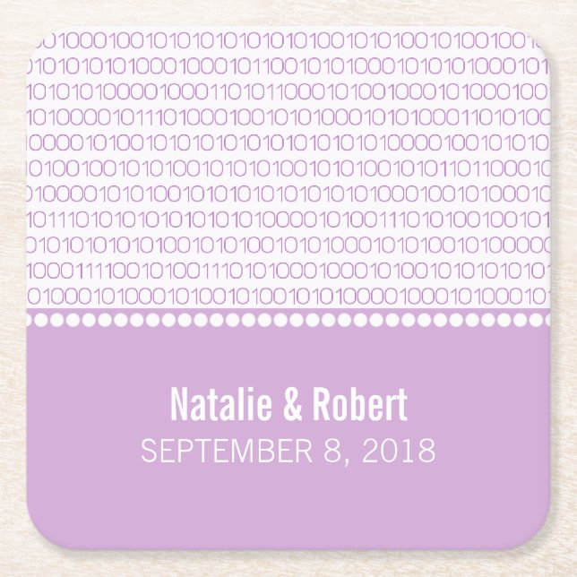 Lila Geek Chic Binary Code Papper Underlägg (Framsidan)