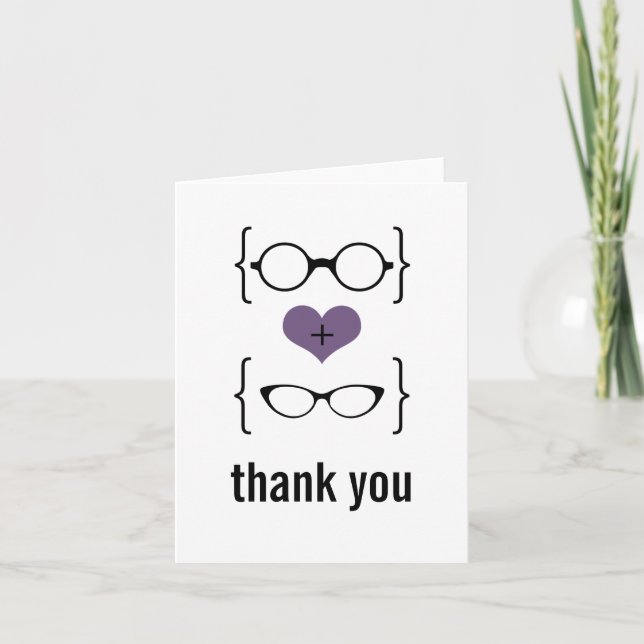 Lila Geekiga Glasögon Tacksamhetskort Tack Kort (Framsida)
