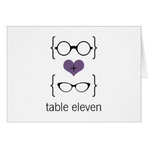 Lila Geeky Glass Bordsnummer Card Hälsningskort