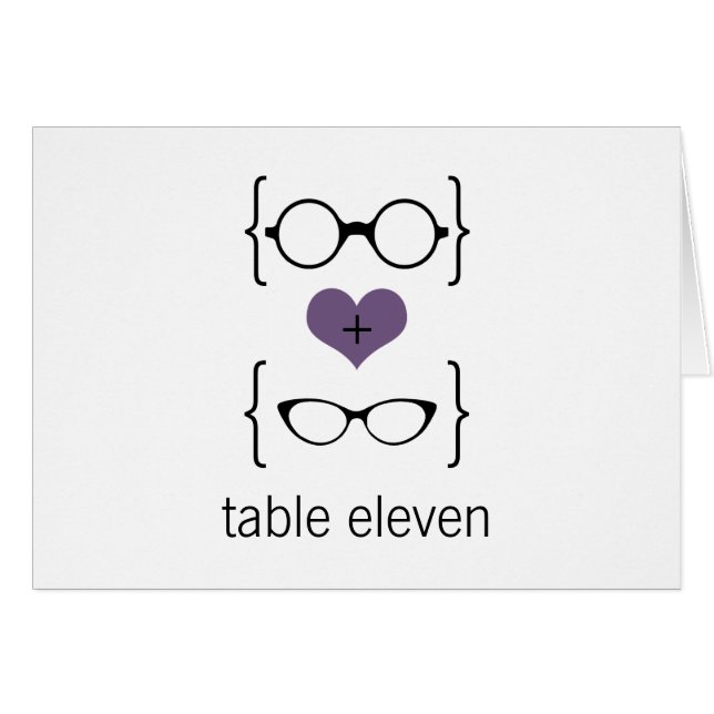 Lila Geeky Glass Bordsnummer Card Hälsningskort (Framsidan Horizontal)