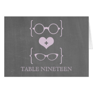 Lila Geeky Glass Chalkboard-Bordsnummer Hälsningskort