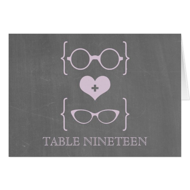 Lila Geeky Glass Chalkboard-Bordsnummer Hälsningskort (Framsidan Horizontal)