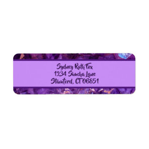 Lila Gems-Returetiketter Returadress Etikett