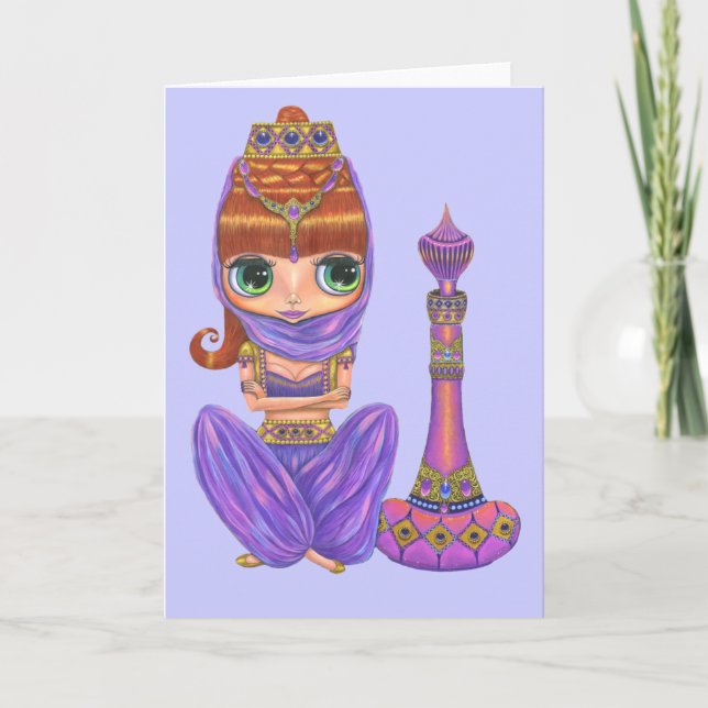 Lila Genie Doll Card Kort (Framsida)