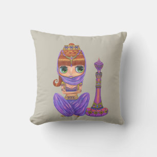 Lila Genie Girl Big Grönt Öga Kudde