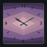 Lila Geometric Abstrakt Art Fyrkantig Klocka<br><div class="desc">Kvadratisk väggklocka, dekoration för väggkonst och heminredning för dekortillbehör som är tryckta med Shades of Lila Geometric Abstrakt Art upprepar originalillustration av mönster-designen av TheFabricSeal print on demand shop shop på Zazzle.com #ZazzleMade https://www.zazzle.com/store/thefabricseal TheFabricSeal ©️ Original. Modern contemporary-konst är konstnärligt designad och tryckt på dina hem- och levande tillbehör, hemdekanter,...</div>