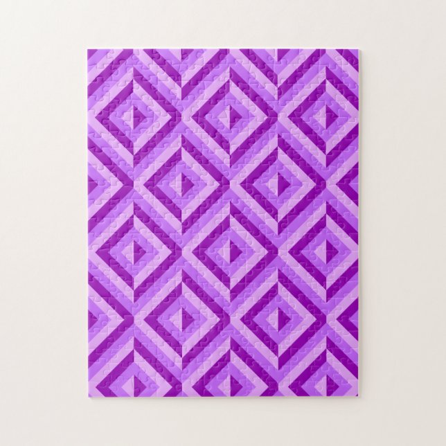 Lila Geometric Diamond Mönster Frustrstration Pussel (Vertikal)