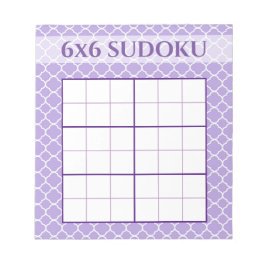 Lila Geometric Mönster 6x6 Sudoku Grid-mall Anteckningsblock