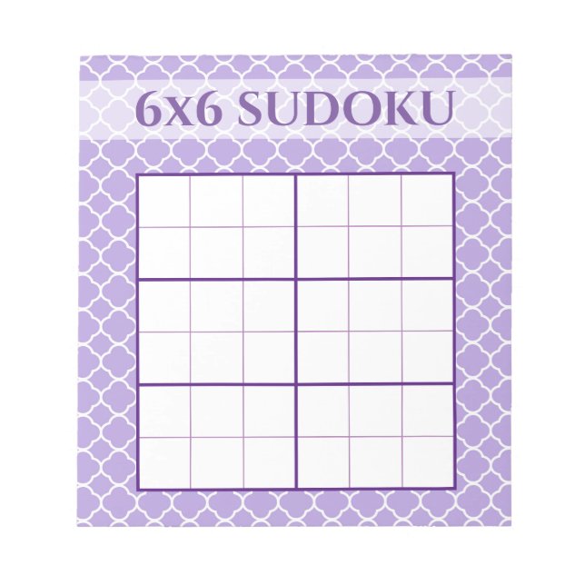 Lila Geometric Mönster 6x6 Sudoku Grid-mall Anteckningsblock (Framsida)