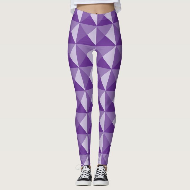 Lila Geometric Mönster Leggings (Framsida)