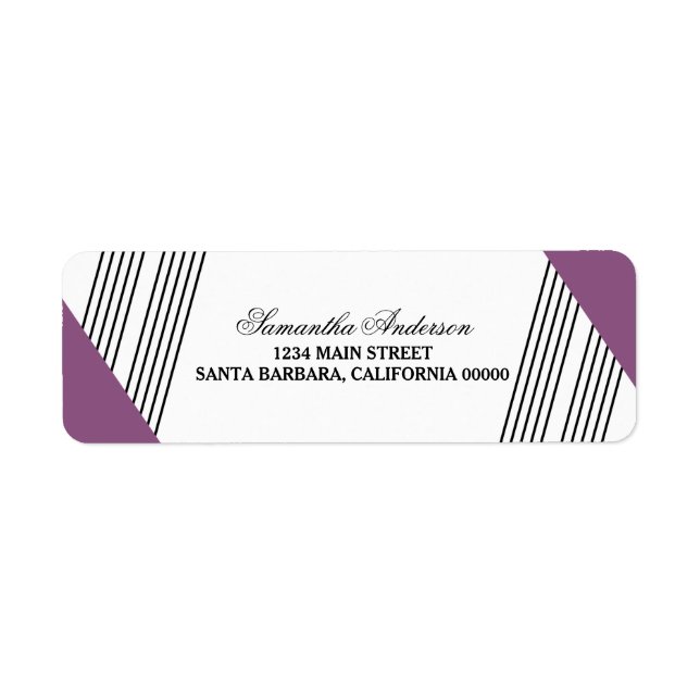 Lila Geometric Rand Adressetiketters Returadress Etikett (Framsidan)