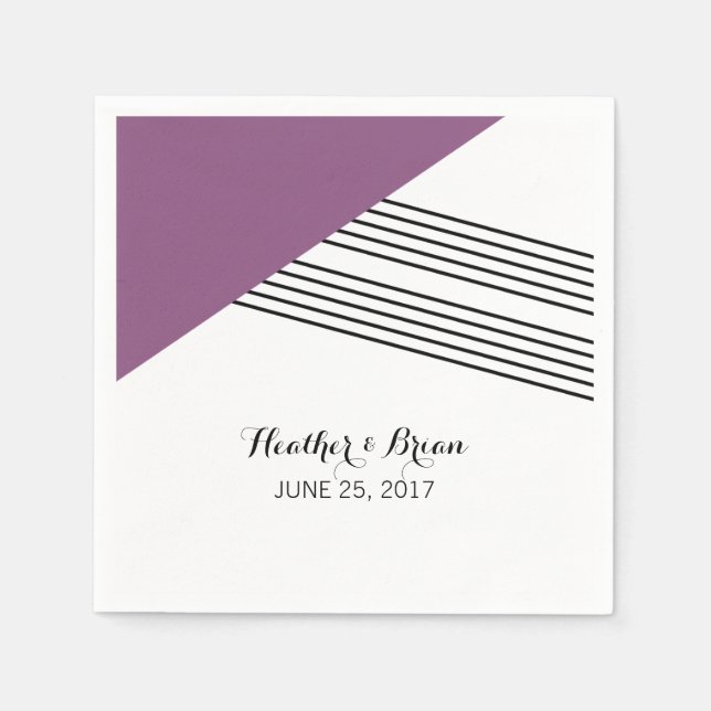 Lila Geometric Rand Papper Napkins Pappersservett (Framsidan)