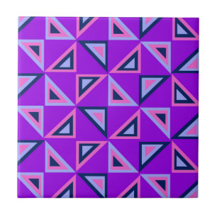 Lila Geometric Triangle Mönster Kakelplatta