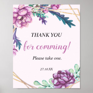 Lila Geometric Tropical Blommigt 30års födelsedag Poster