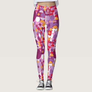 Lila geometrisk avantgardesign leggings