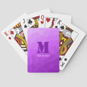 Lila geometriskt nätmönster Monogram Casinokort