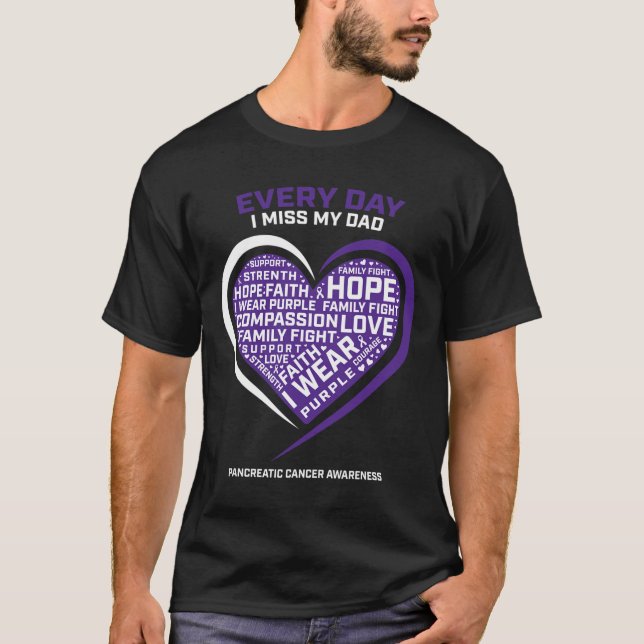 Lila ger i minnet av min Pappa pankreascancer T Shirt (Framsida)